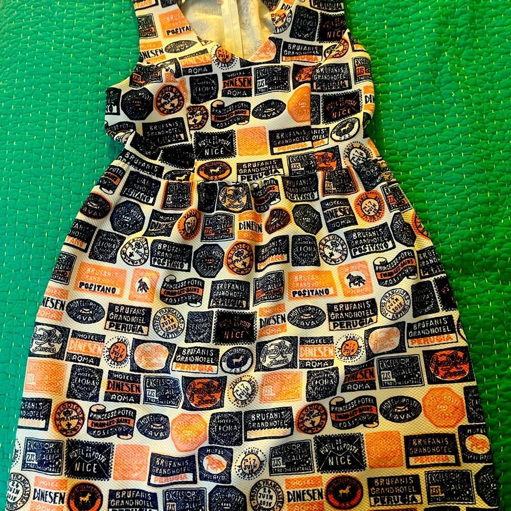 Macy’s Private Label Maison Jules very cool travel sticker print dress  Med